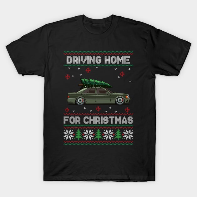 Funny Ugly Sweater - Driving Home For Christmas - E500 Car T-Shirt by Automotive Apparel & Accessoires